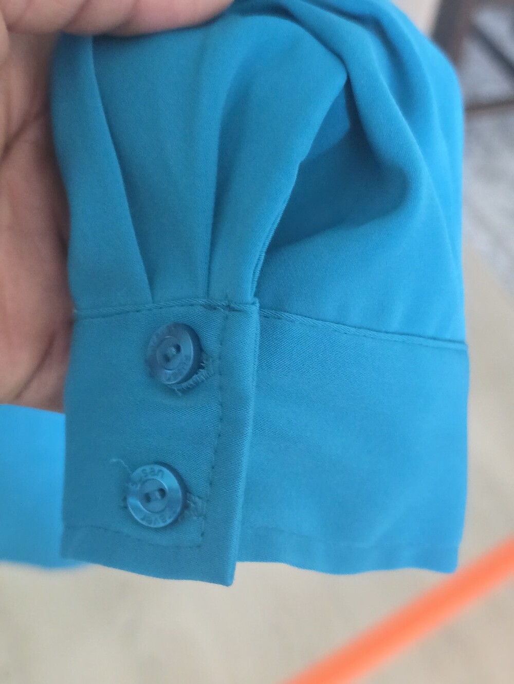 Susan Graver Teal Liquid Knit Button Front Blouse Women's Medium Long Sleeve - Picture 6 of 9